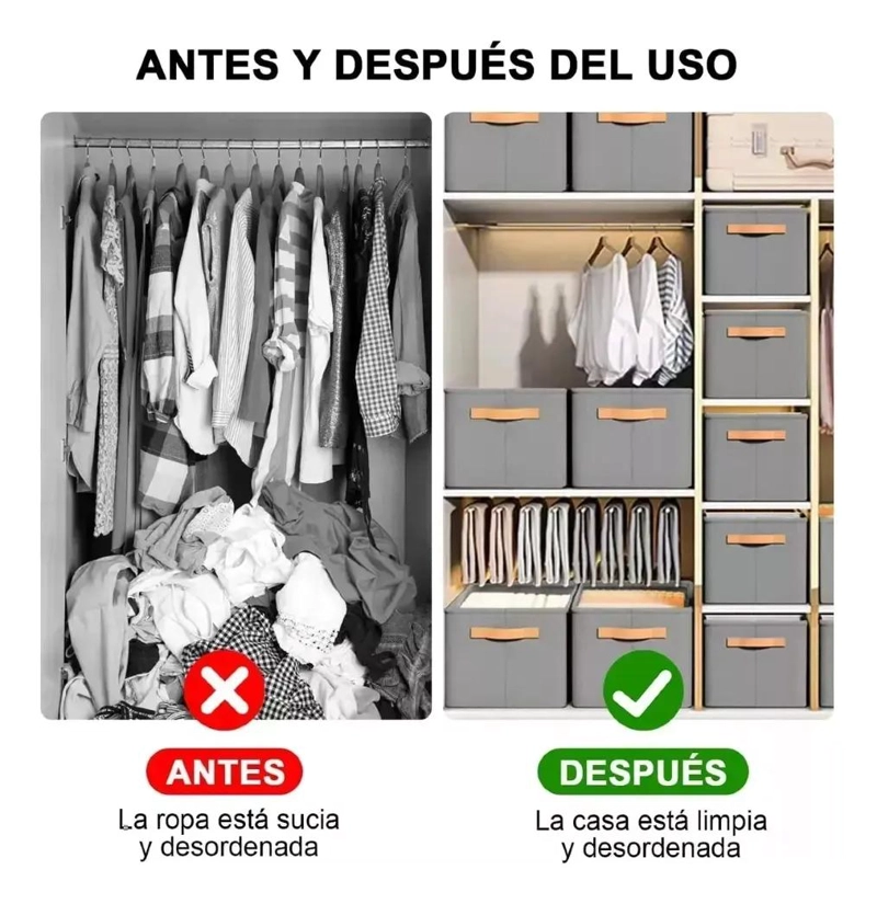 SET DE 6 BOLSAS ORGANIZADORAS PLEGABLES PARA ROPA CON ASAS RESISTENTES - 3