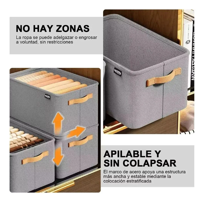 SET DE 6 BOLSAS ORGANIZADORAS PLEGABLES PARA ROPA CON ASAS RESISTENTES - 4