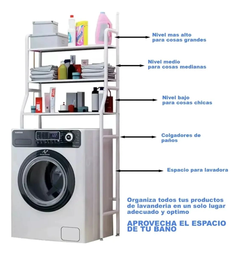 ESTANTE ORGANIZADOR DE 3 NIVELES PARA LAVADORA Y BAÑO - 3