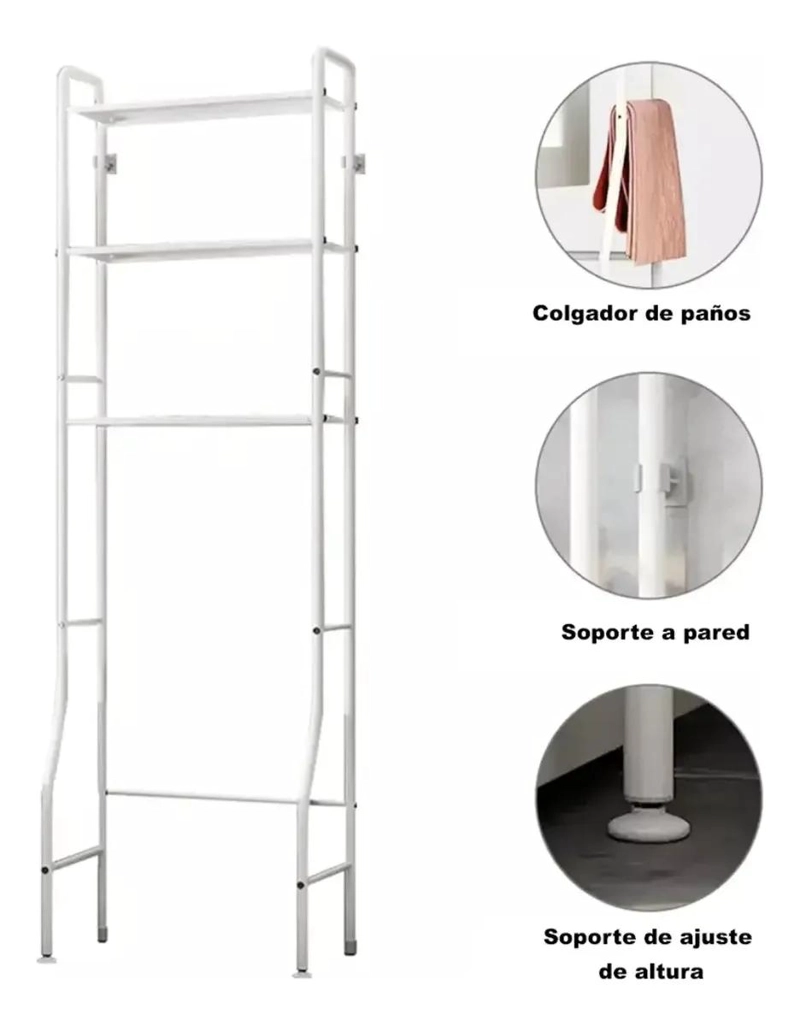 ESTANTE ORGANIZADOR DE 3 NIVELES PARA LAVADORA Y BAÑO - 5