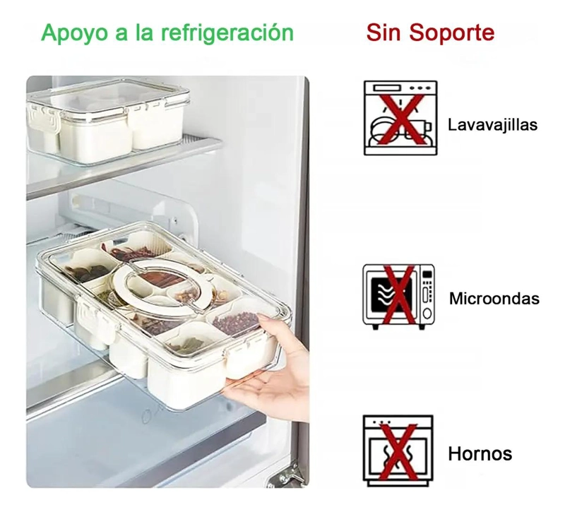 BANDEJA DE SERVICIO DIVIDIDA CON TAPA Y MANGO PARA PICNIC Y FIESTAS - 3
