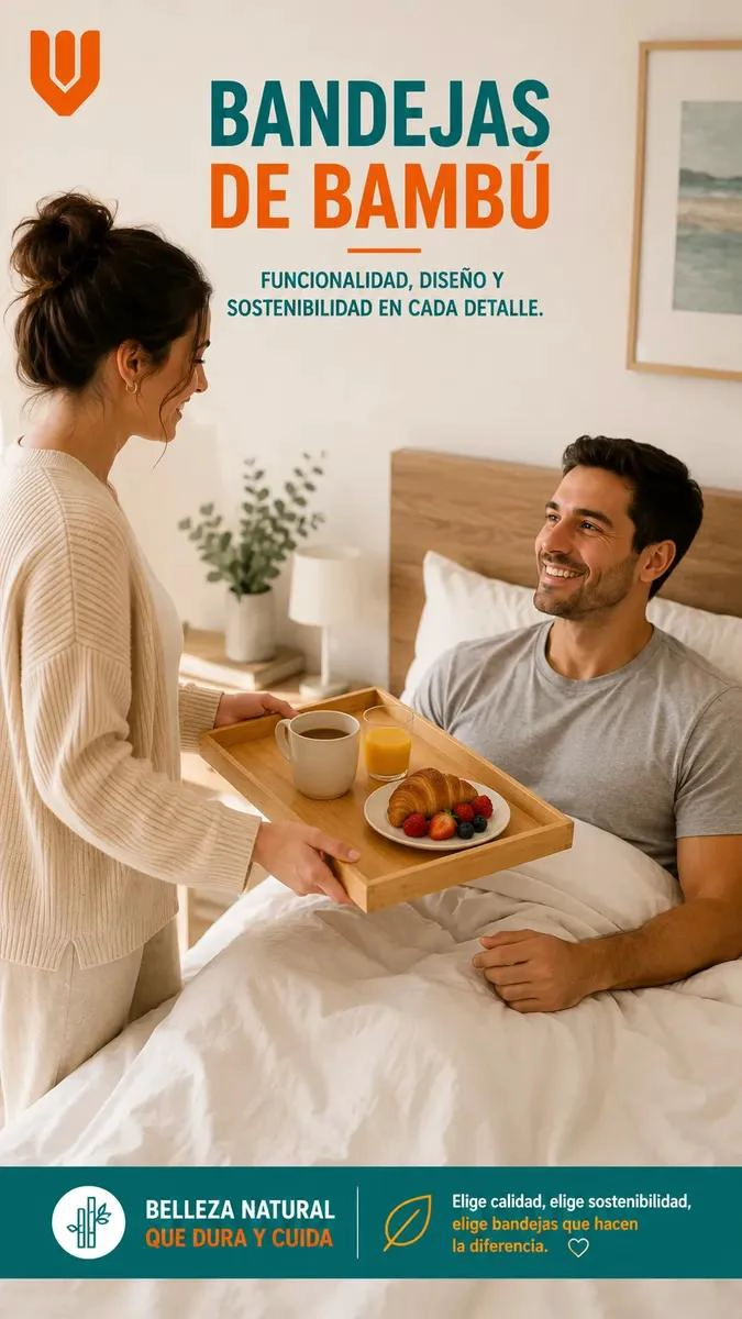 SET DE 3 BANDEJAS RECTANGULARES DE BAMBU PARA DESAYUNO Y USO MULTIPLE - 3