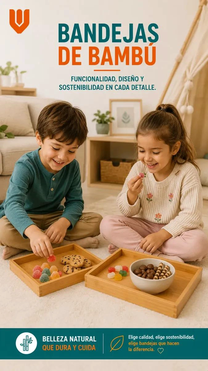 SET DE 3 BANDEJAS RECTANGULARES DE BAMBU PARA DESAYUNO Y USO MULTIPLE - 5