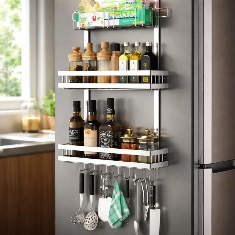 ORGANIZADOR LATERAL PARA REFRIGERADOR CON ESTANTES MULTIUSOS AJUSTABLES - 1