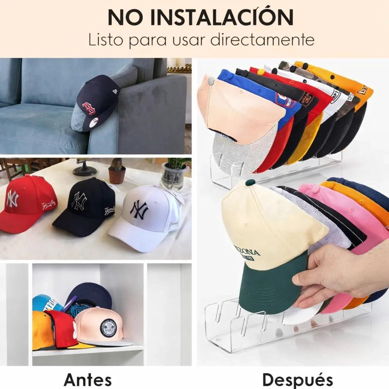 SET DE 2 COLGADORES PARA GORRAS CON CAPACIDAD PARA 7 UNIDADES - 2