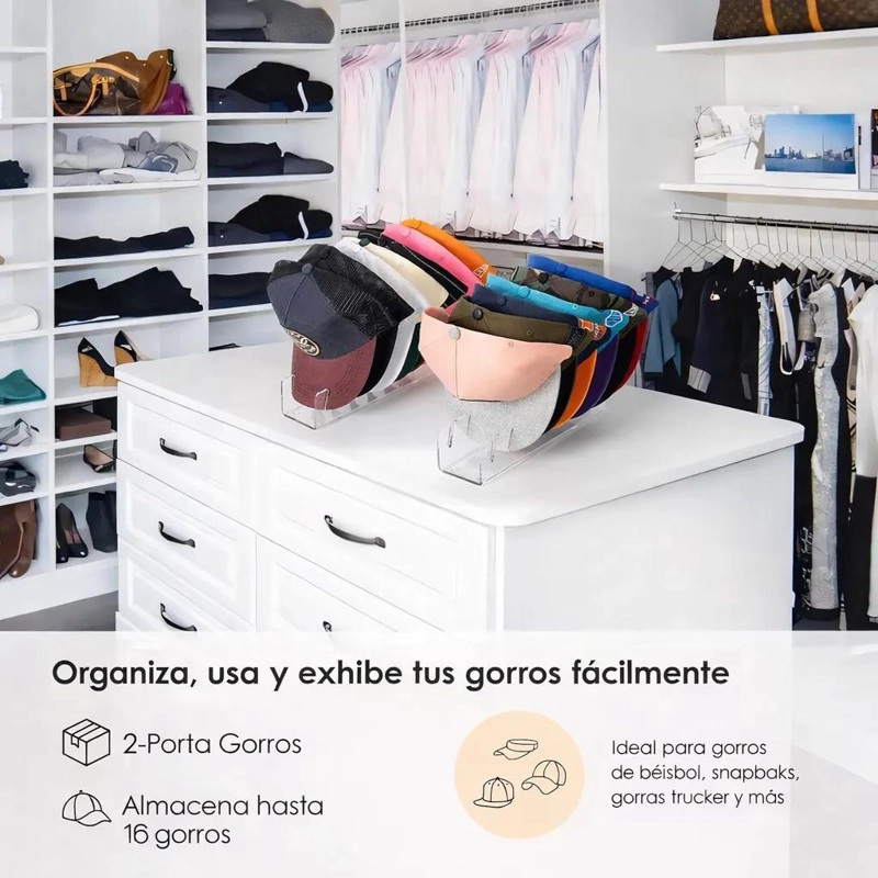 SET DE 2 COLGADORES PARA GORRAS CON CAPACIDAD PARA 7 UNIDADES - 4