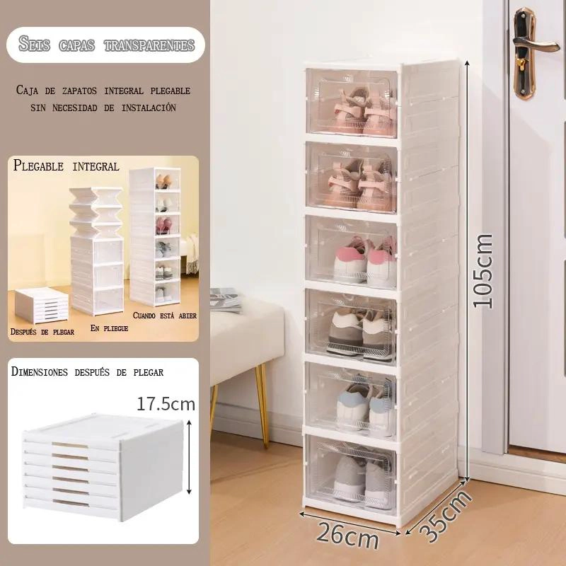 CAJA PLEGABLE PARA ZAPATOS CON TAPA TRANSPARENTE Y CAPACIDAD PARA 6 UNIDADES - 3