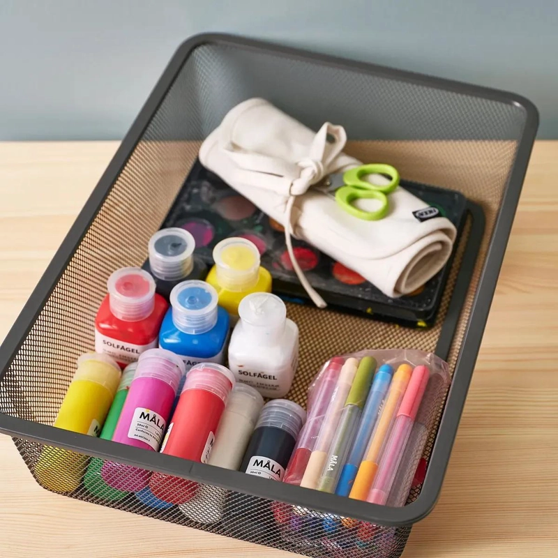CAJA ORGANIZADORA CON REJILLA EN COLOR VERDE GRISACEO DE 42X30X10 CM - 3