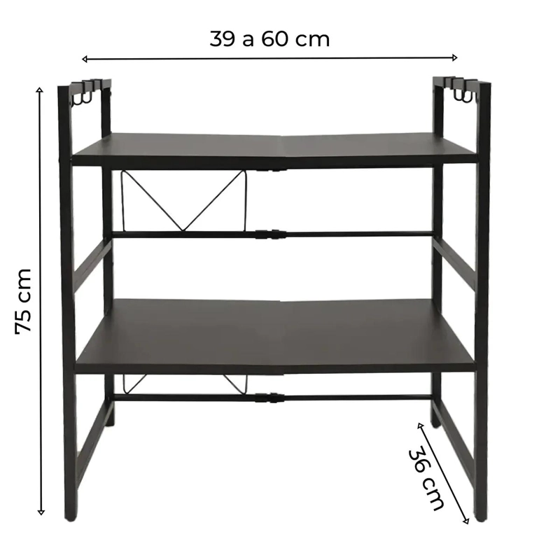 ESTANTE METALICO EXTENSIBLE DE 2 NIVELES PARA MICROONDAS Y COCINA - 2