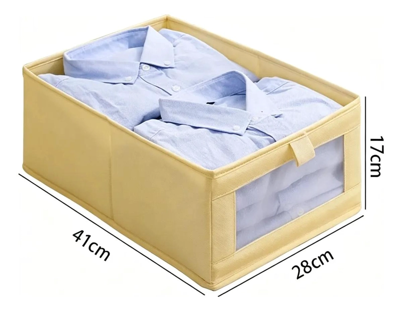 SET DE 3 CAJAS ORGANIZADORAS DE TELA COLOR CRUDO CON VENTANA - 2