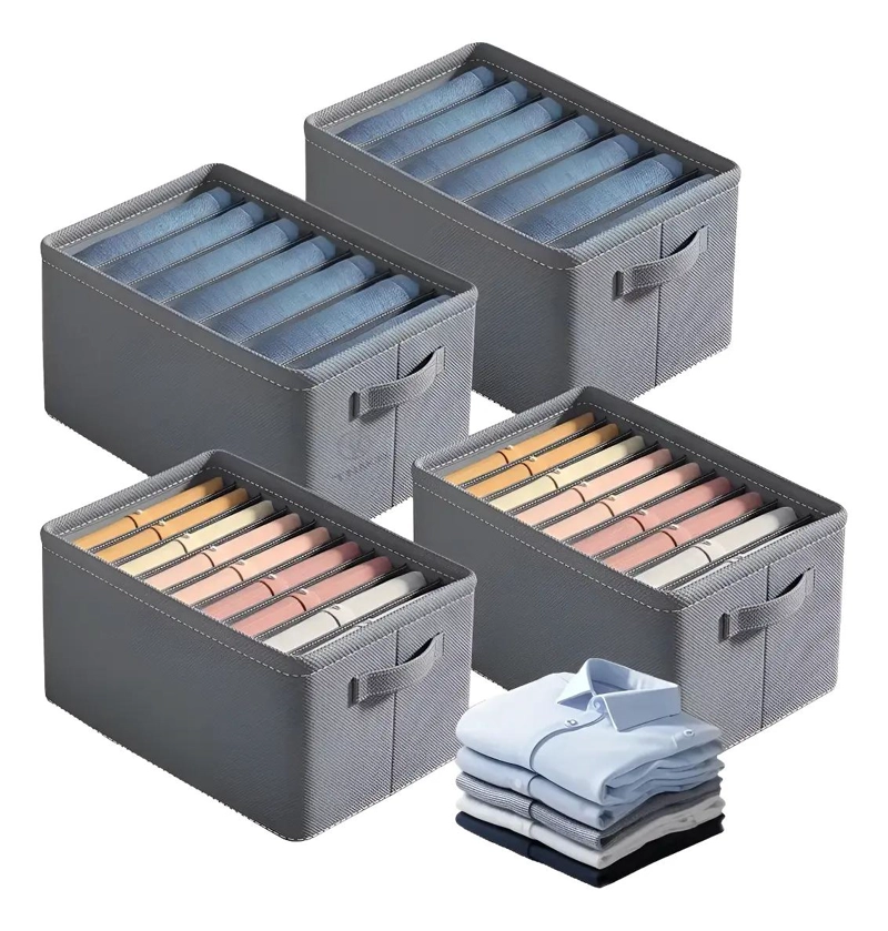 ORGANIZADOR DE ROPA PARA ARMARIO CON COMPARTIMENTOS PARA JEANS GRIS - 1