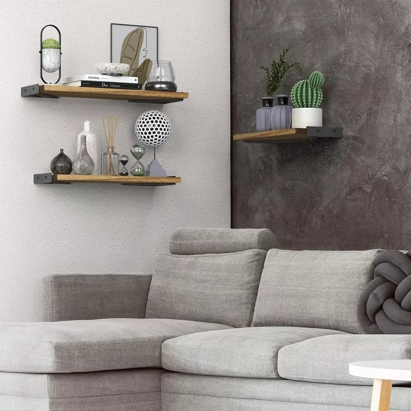 SET DE 3 REPISAS FLOTANTES DE MADERA PARA USO MULTIPROPOSITO - 3