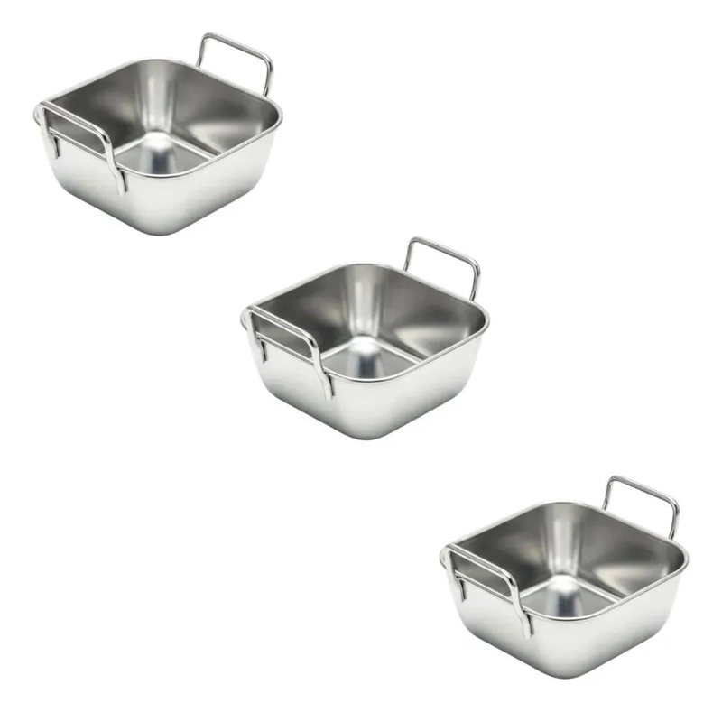 SET DE 3 MINI BANDEJAS DE ACERO INOXIDABLE PARA PICOTEO 10X5 CM - 1