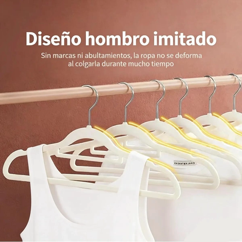 SET DE 30 COLGADORES DE ROPA DE TERCIOPELO ANTIDESLIZANTE NEGRO - 2