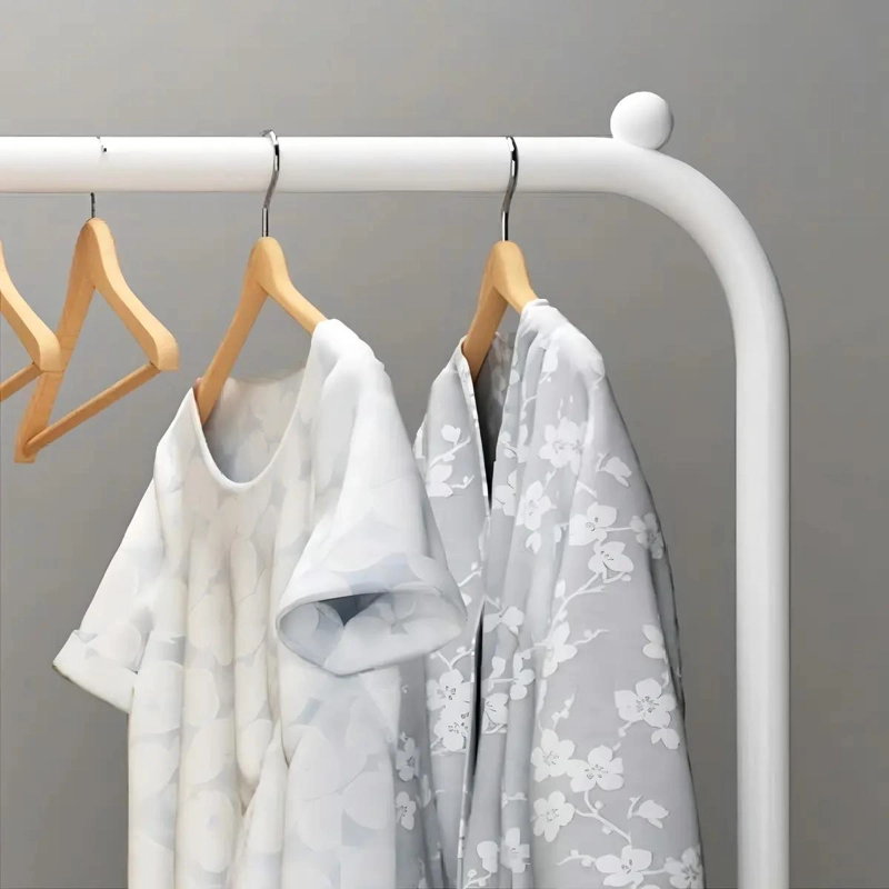 PERCHERO ORGANIZADOR DOBLE DE METAL COLOR BLANCO PARA ROPA - 4