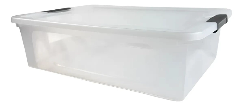 CAJA ORGANIZADORA PLASTICA TRANSPARENTE CON TAPA Y BROCHES SEGUROS - 1