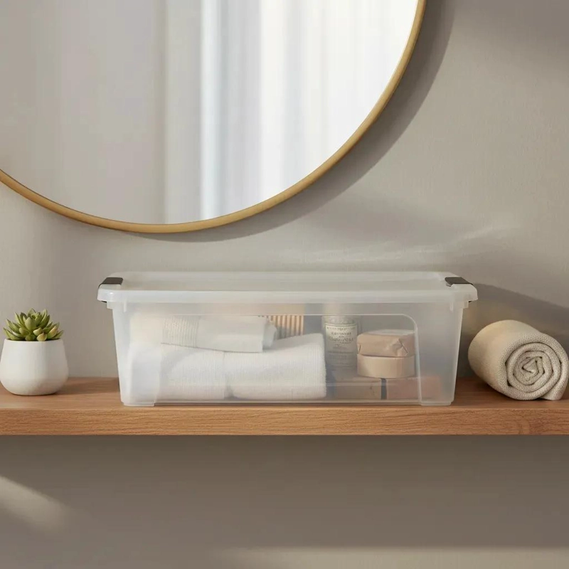 CAJA ORGANIZADORA PLASTICA TRANSPARENTE CON TAPA Y BROCHES SEGUROS - 2