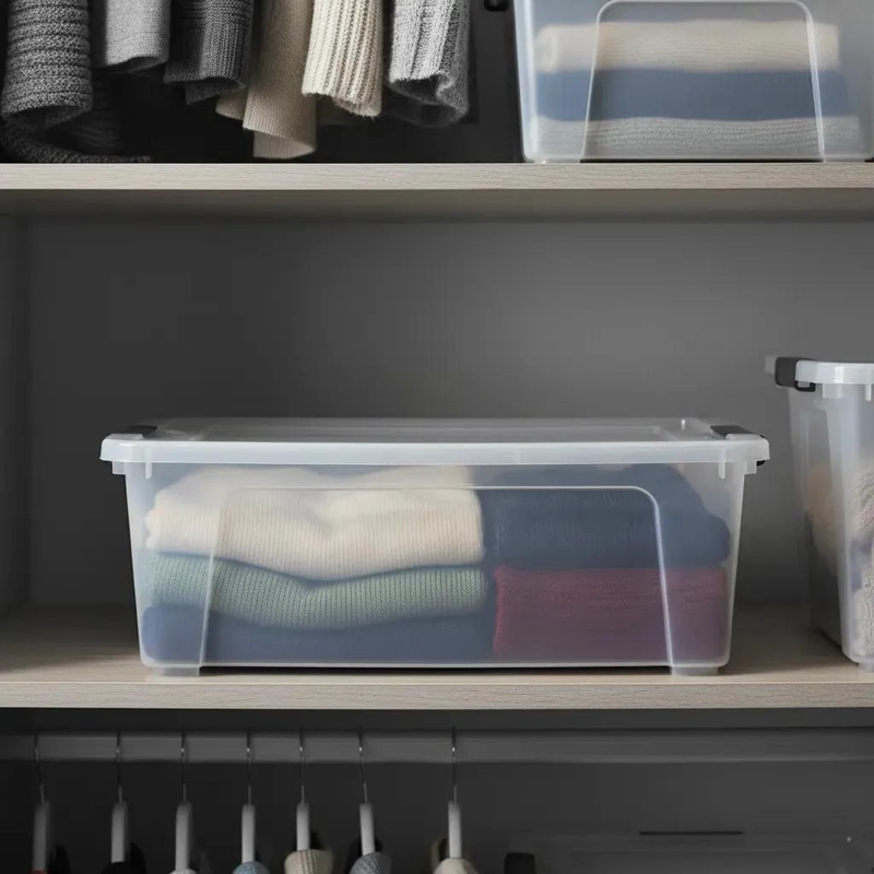 CAJA ORGANIZADORA PLASTICA TRANSPARENTE CON TAPA Y BROCHES SEGUROS - 4