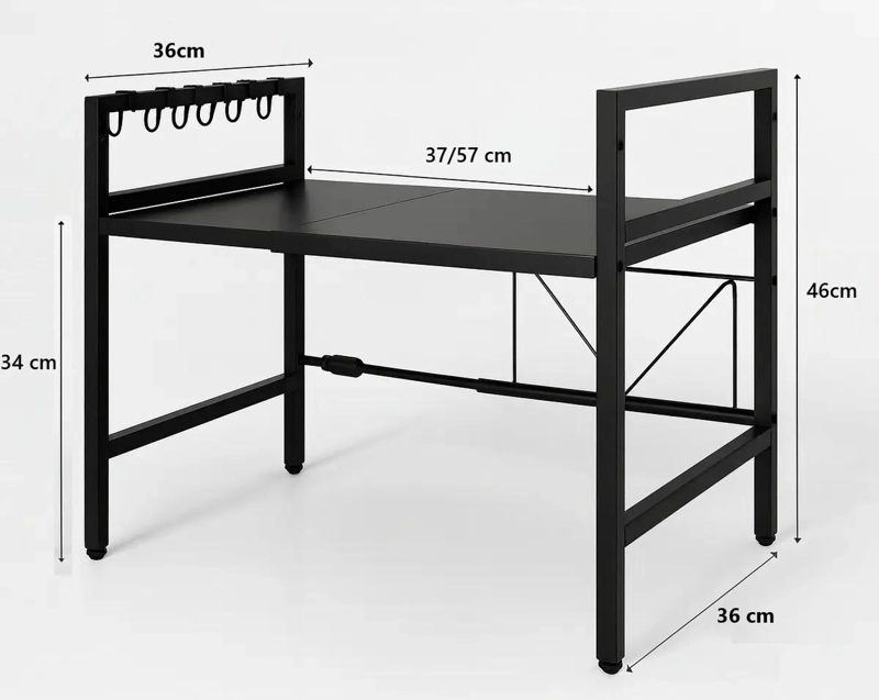 ESTANTE EXTENSIBLE DE ACERO NEGRO PARA MICROONDAS CON AJUSTE FACIL - 3