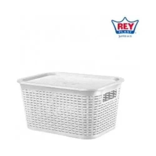 SET DE 3 CAJAS ORGANIZADORAS DE RATAN COLOR BLANCO DE 6 LITROS - 1