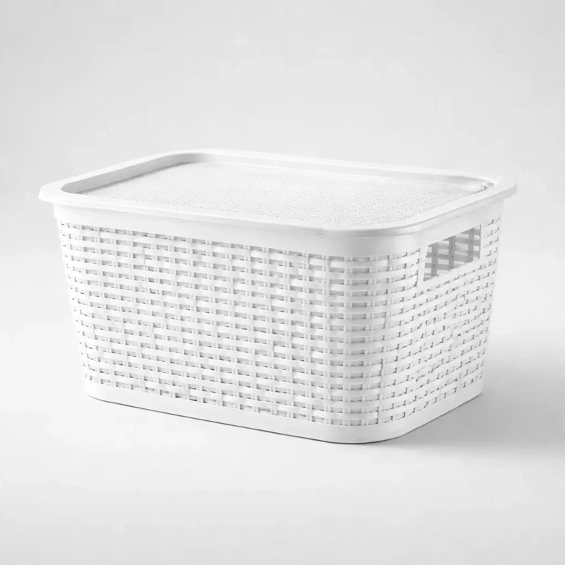SET DE 3 CAJAS ORGANIZADORAS DE RATAN COLOR BLANCO DE 6 LITROS - 4