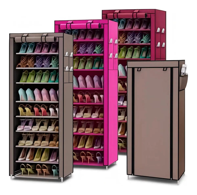 ORGANIZADOR DE ZAPATOS ARMABLE CON 9 PISOS Y ESTRUCTURA METALICA RESISTENTE - 1