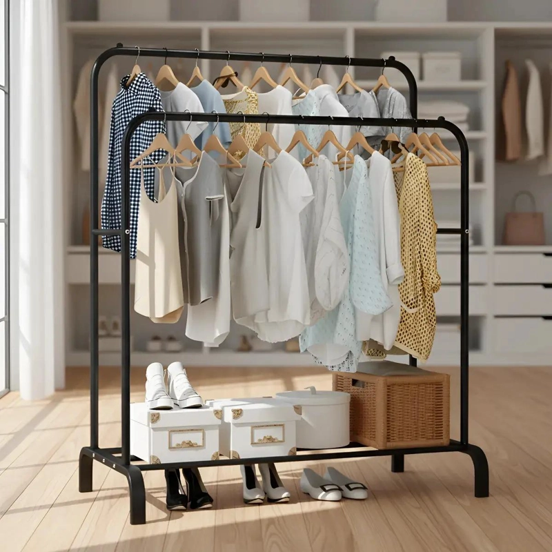 RACK COLGADOR ORGANIZADOR DOBLE PARA ROPA Y ZAPATOS ARMABLE - 1