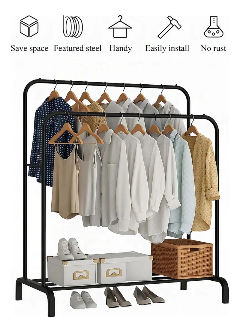 RACK COLGADOR ORGANIZADOR DOBLE PARA ROPA Y ZAPATOS ARMABLE - 3