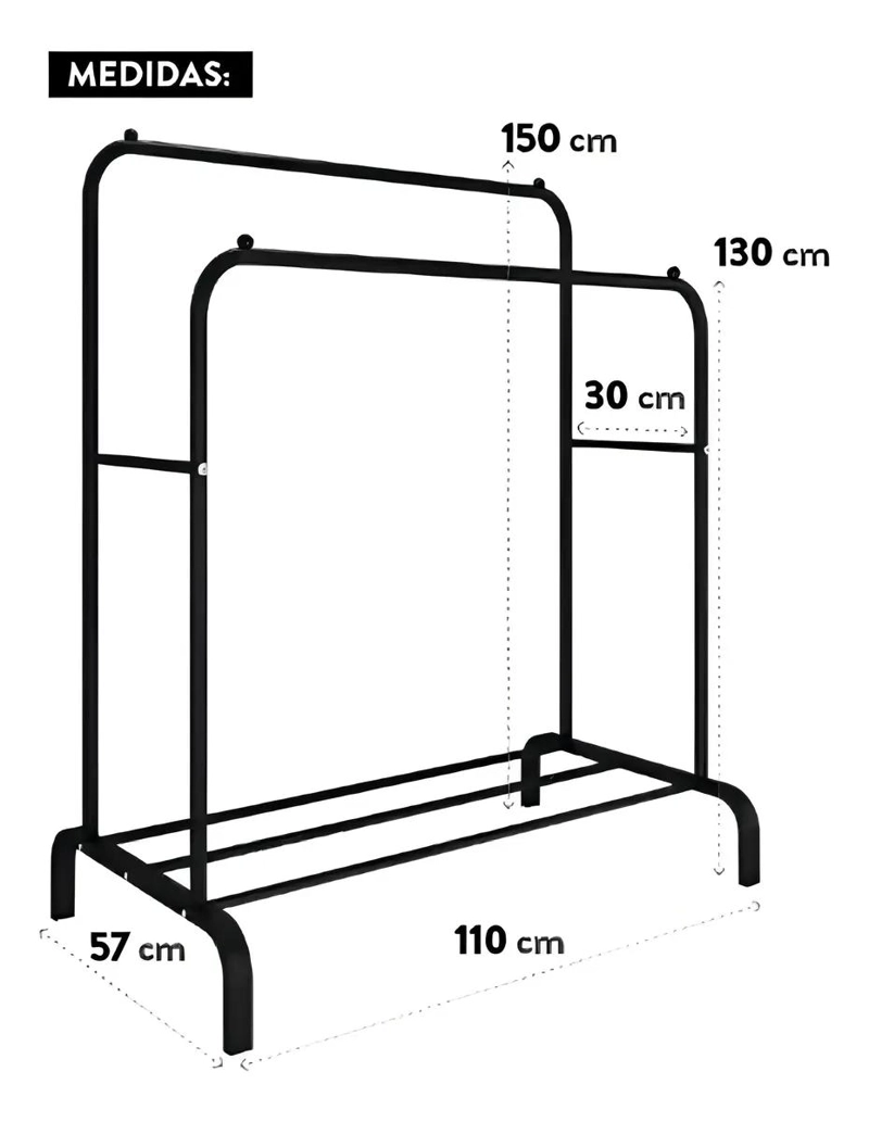 RACK COLGADOR ORGANIZADOR DOBLE PARA ROPA Y ZAPATOS ARMABLE - 5