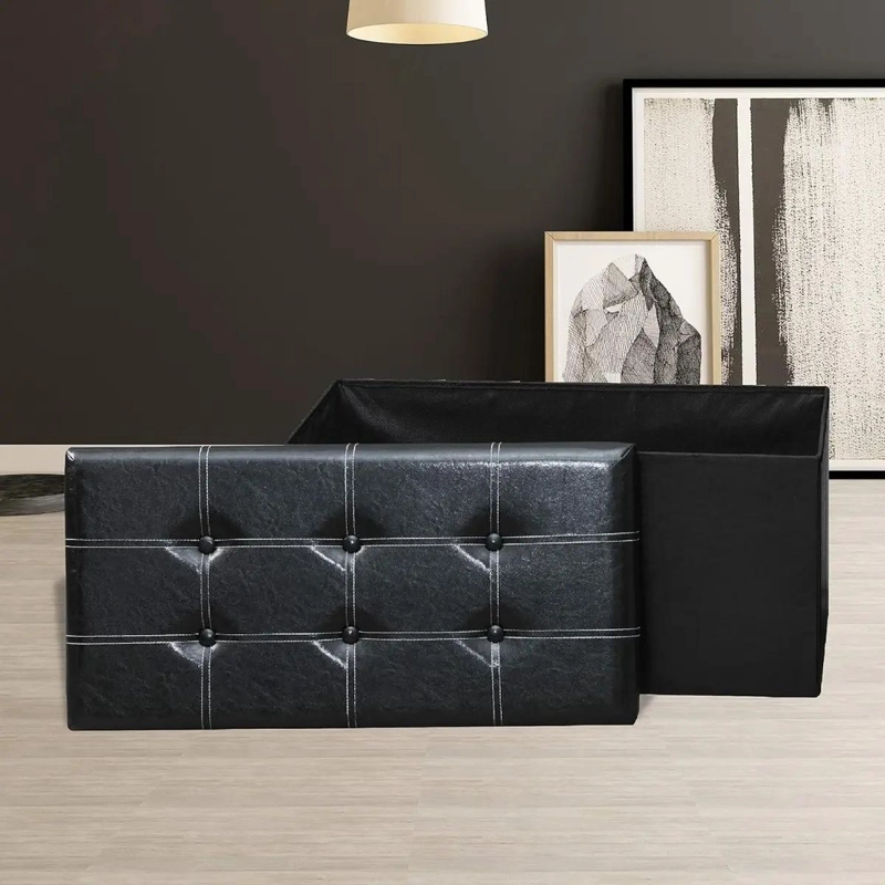 BANQUETA BAUL ORGANIZADOR CON PUFF PARA PIE DE CAMA Y ASIENTO COMODO - 5