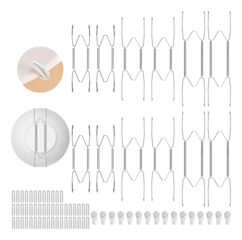 SET DE 12 COLGADORES PARA PLATOS DE ACERO INOXIDABLE PARA PARED - 1