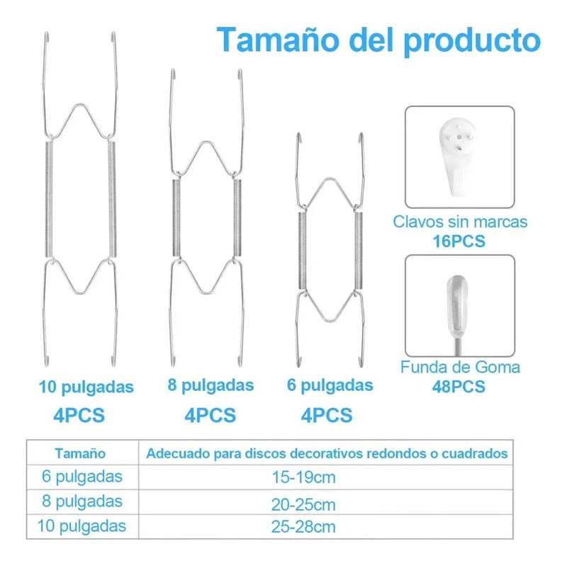 SET DE 12 COLGADORES PARA PLATOS DE ACERO INOXIDABLE PARA PARED - 2