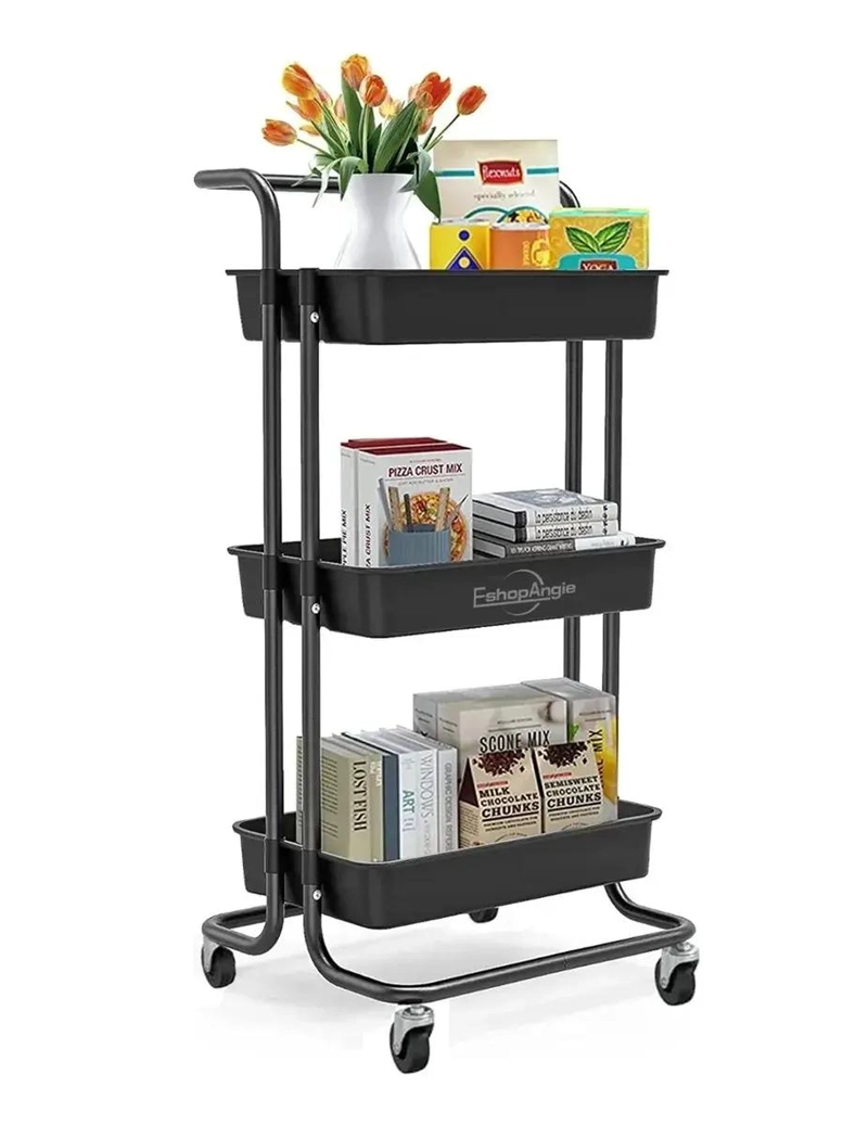 CARRITO ORGANIZADOR DE 3 NIVELES CON ESTRUCTURA METALICA Y BANDEJAS PLASTICAS - 1