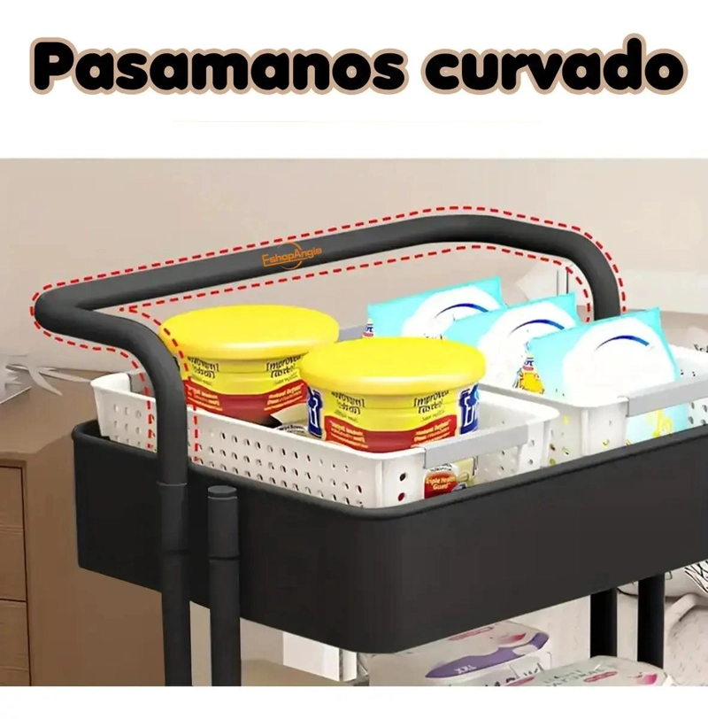 CARRITO ORGANIZADOR DE 3 NIVELES CON ESTRUCTURA METALICA Y BANDEJAS PLASTICAS - 4
