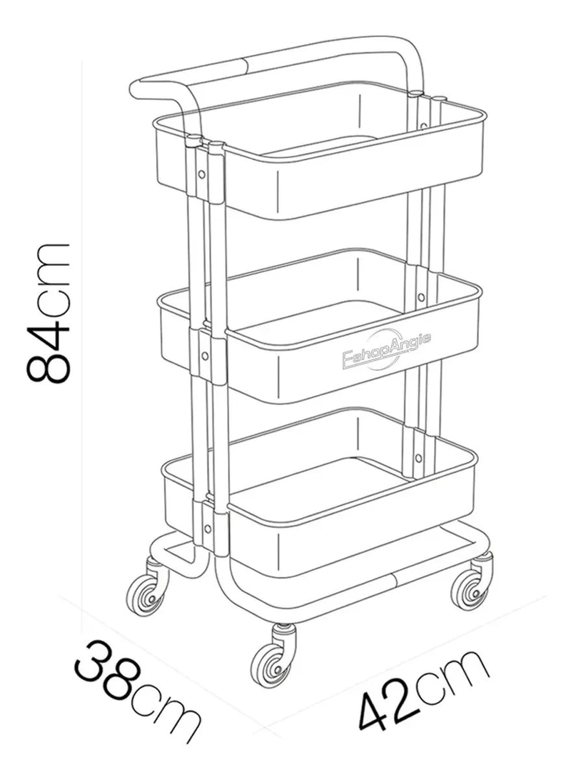 CARRITO ORGANIZADOR DE 3 NIVELES CON ESTRUCTURA METALICA Y BANDEJAS PLASTICAS - 5
