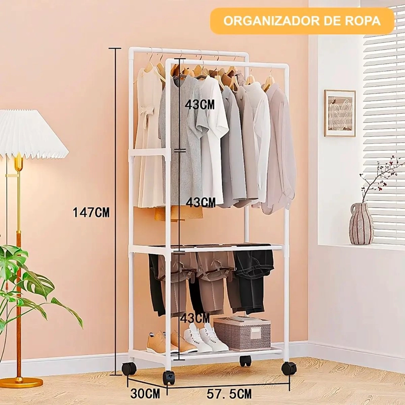 PERCHERO METALICO ORGANIZADOR PARA COLGAR ROPA CON DISEÑO FUNCIONAL - 3