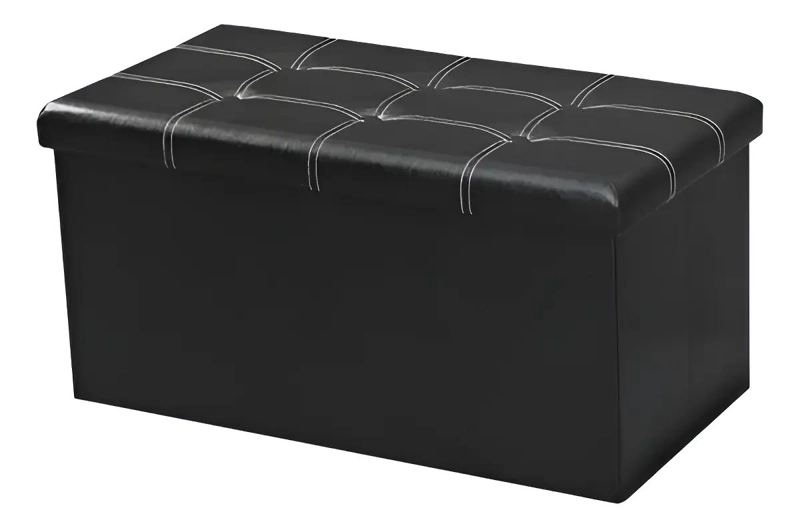 BANQUETA BAUL ORGANIZADOR PLEGABLE DE CUERO SINTE TICO PARA ALMACENAMIENTO - 1