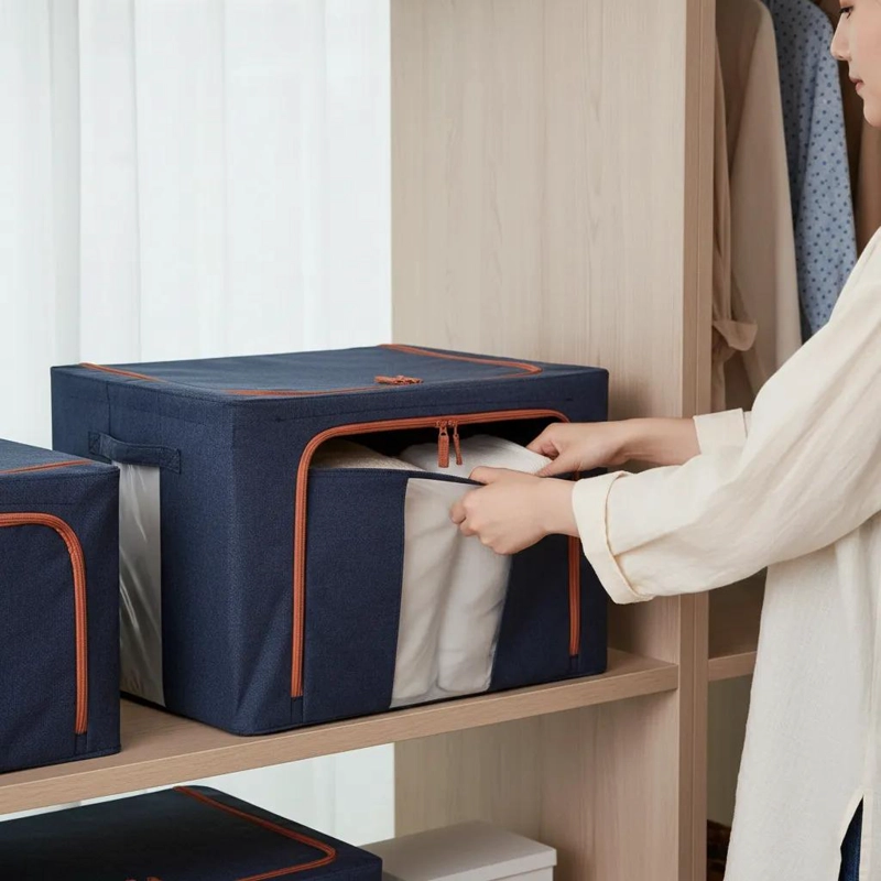 CAJA ORGANIZADORA DE TELA CON SOPORTE METALICO DE 66 LITROS - 4