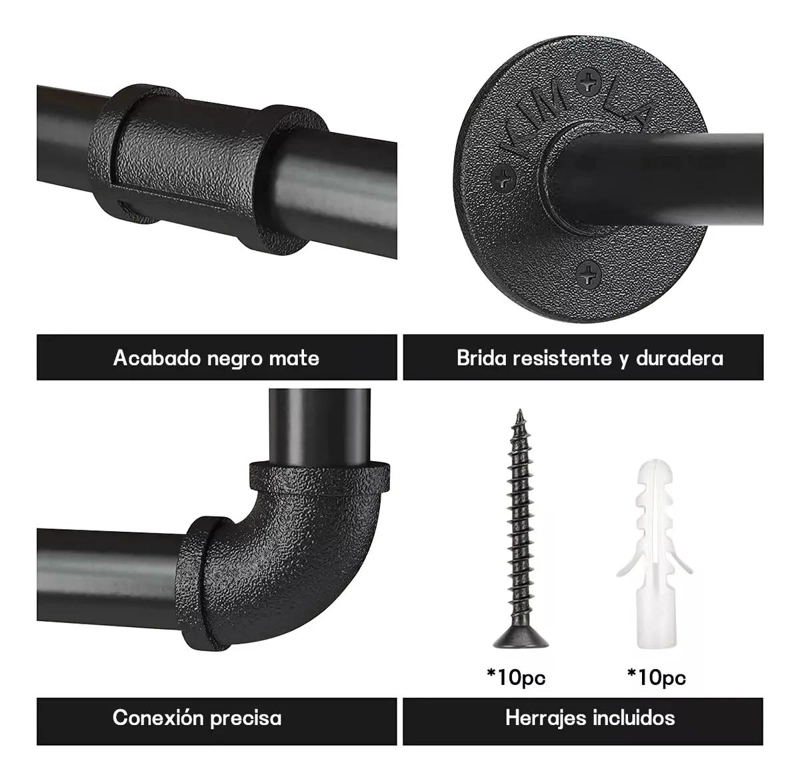 PERCHERO DE PARED METALICO DE 185 CM CON ESTANTE MULTIUSOS PARA ROPA - 5