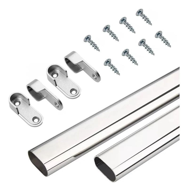 PACK DE 2 BARRAS OVALADAS PARA PERCHERO DE 60 CM CON SOPORTES - 1