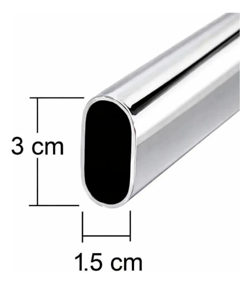 PACK DE 2 BARRAS OVALADAS PARA PERCHERO DE 60 CM CON SOPORTES - 3