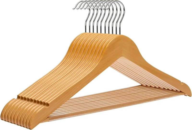 SET DE 10 COLGADORES DE MADERA ANTIDESLIZANTES PARA ROPA - 1