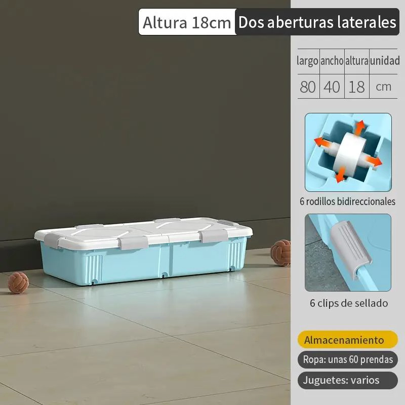 CAJA ORGANIZADORA BAJO CAMA 55 LITROS CON RUEDAS MULTIUSO - 2