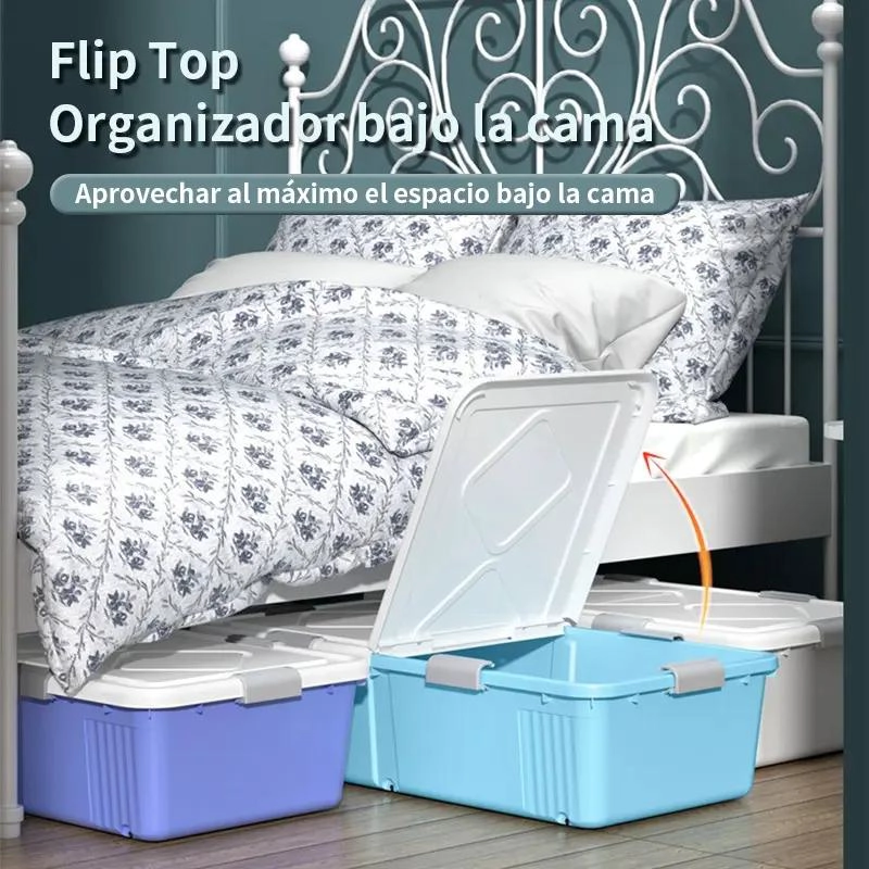 CAJA ORGANIZADORA BAJO CAMA 55 LITROS CON RUEDAS MULTIUSO - 3
