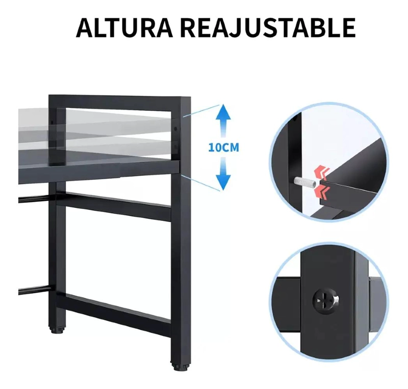 ESTANTE REPISA EXTENSIBLE PARA HORNO MICROONDAS CON GANCHOS RESISTENTES - 3