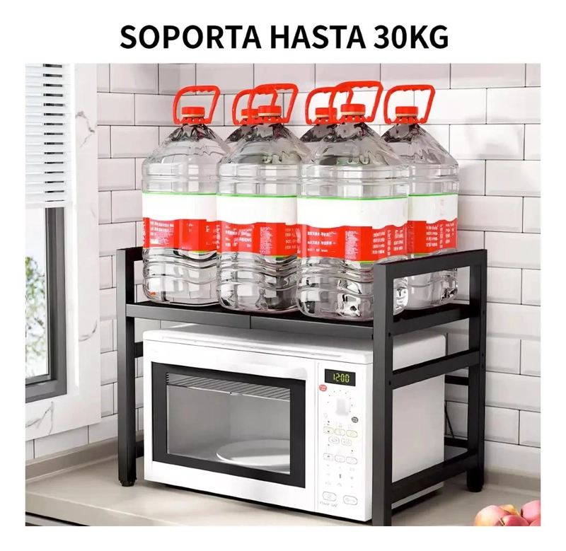 ESTANTE REPISA EXTENSIBLE PARA HORNO MICROONDAS CON GANCHOS RESISTENTES - 4