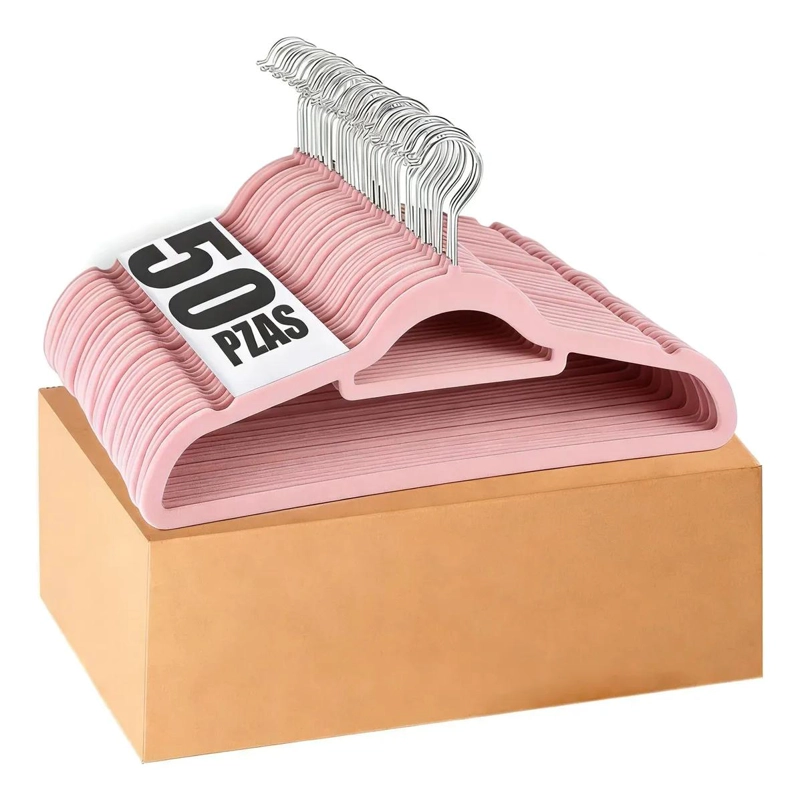 SET DE 50 PERCHAS ANTIDESLIZANTES DE TERCIOPELO CON GANCHO GIRATORIO - 1