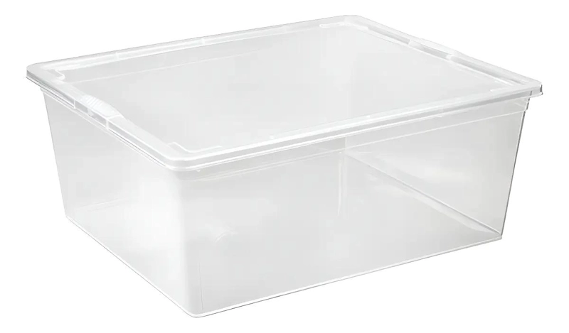 CAJA ORGANIZADORA TRANSPARENTE DE PLASTICO CON TAPA 19 LITROS - 1