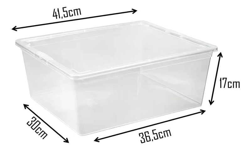 CAJA ORGANIZADORA TRANSPARENTE DE PLASTICO CON TAPA 19 LITROS - 2