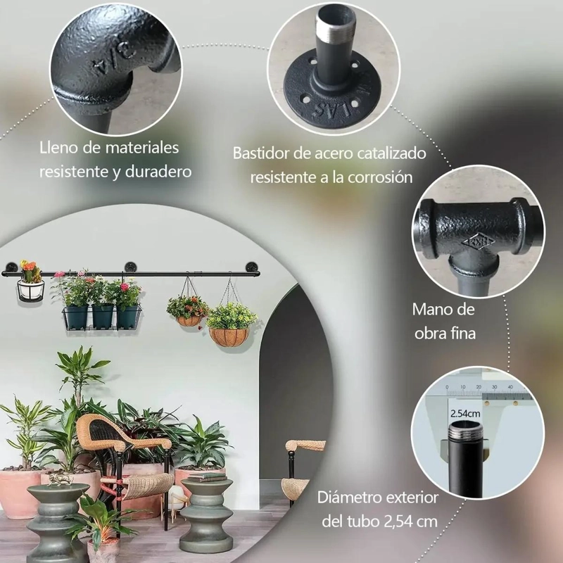 PERCHERO DE PARED METALICO MULTIUSOS CON ESTANTE DE 184 CM - 2